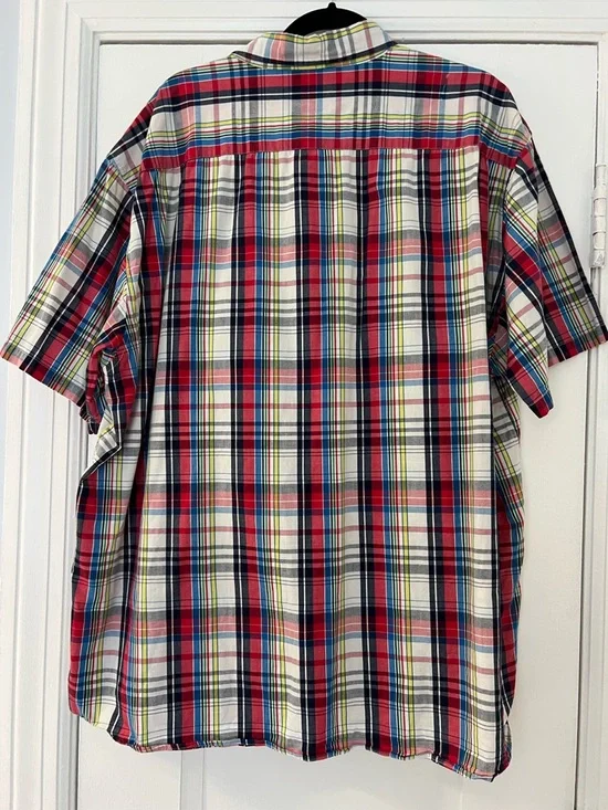 Karl Kani Red Plaid Short-Sleeve Button-Up Shirt Size 3XL - Picture 2 of 6